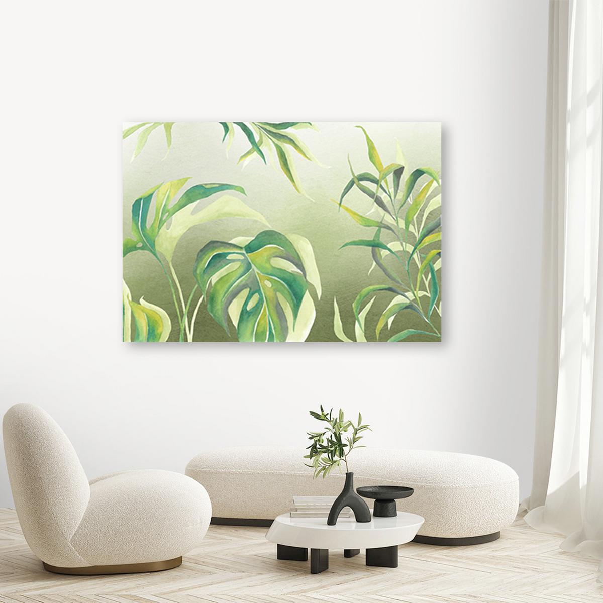 WANDBILD monster's blätter - Beige, Textil (60/40cm) - Feeby
