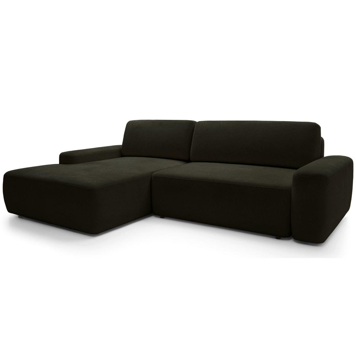 ECKSOFA Baleo Olivgrün Chenille-Bezug - Schwarz/Olivgrün, Kunststoff/Textil (264/162cm) - Selsey
