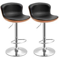 2ER-SET Barhocker mit Fußstütze Barstuhl höhenverstellbar drehbar Kunstleder - Schwarz, Kunststoff (53.5/85/46cm) - HOMCOM