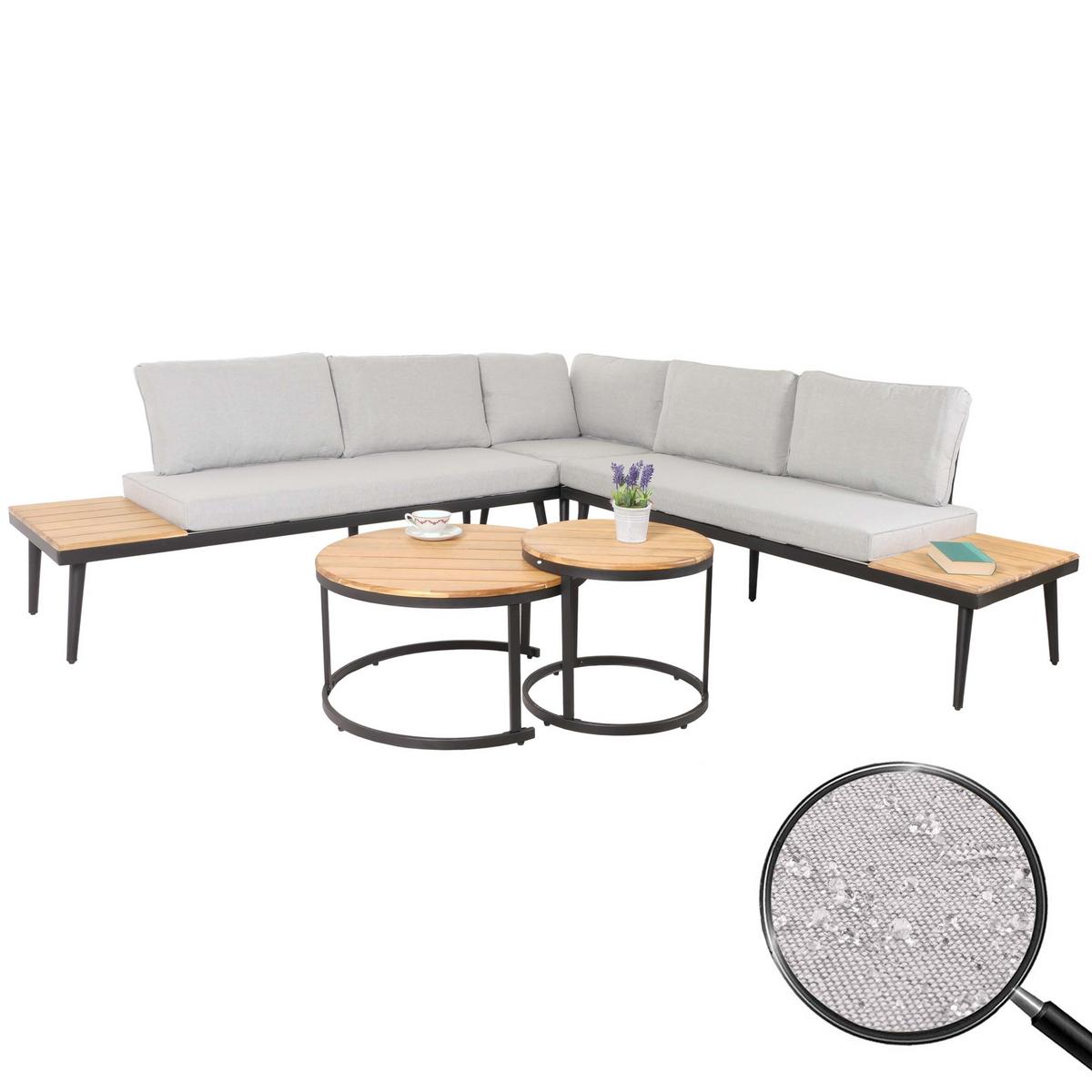 GARTEN-GARNITUR H54C Braun, Hellgrau - Hellgrau/Braun, Holz - MCW