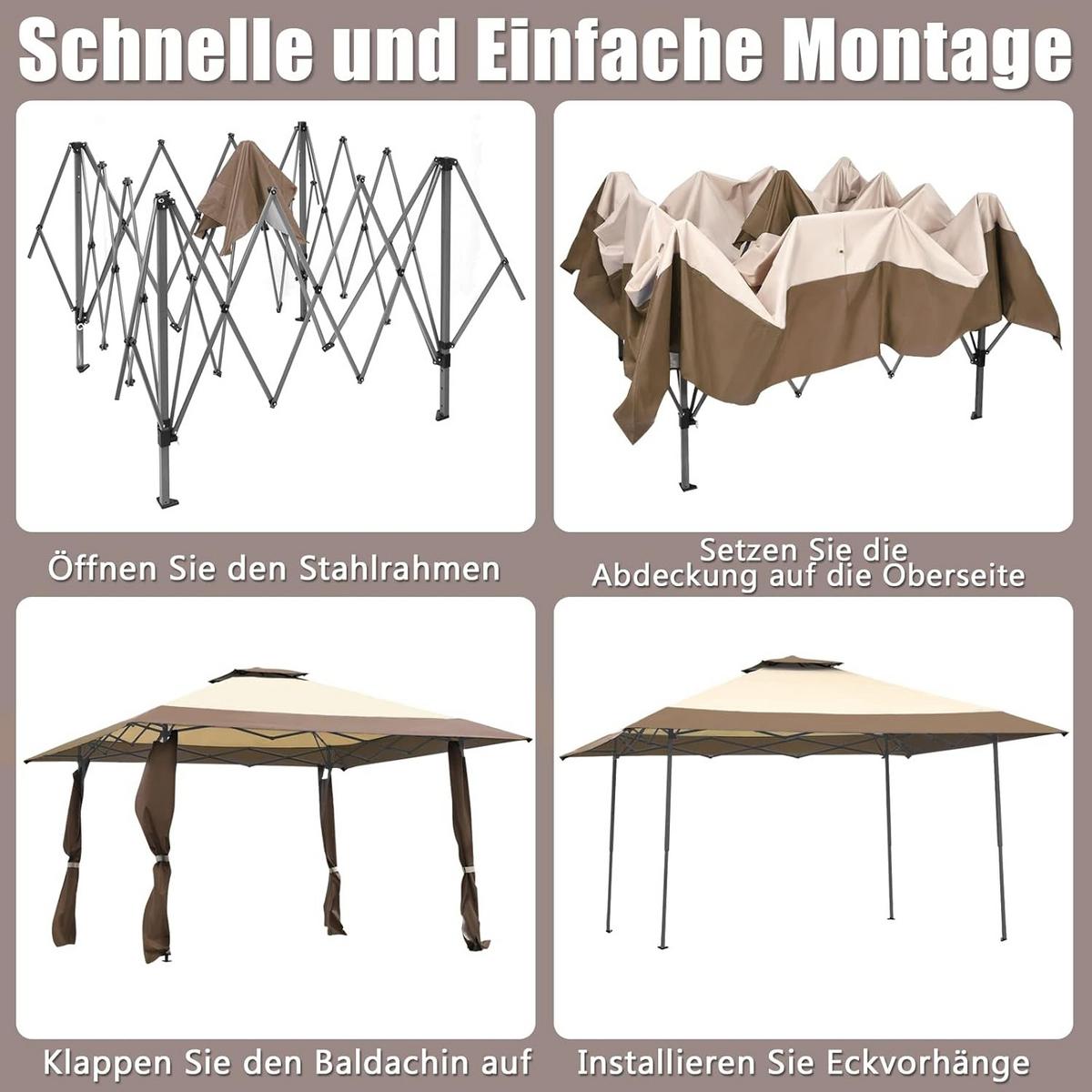 PAVILLON Braun - Braun, Textil (395/284/395cm) - COSTWAY