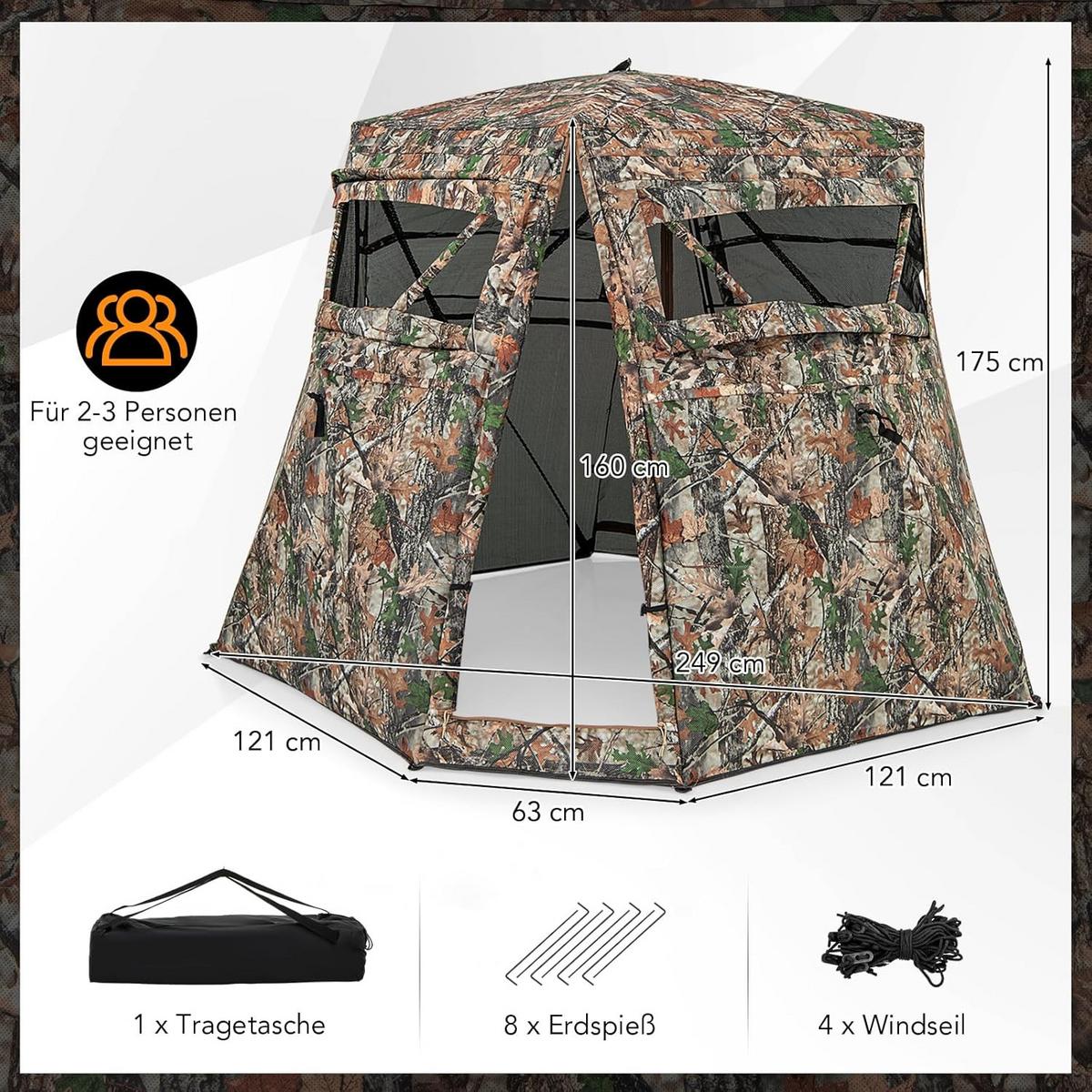 JAGDZELT Camouflage - Multicolor, Textil (211/175/211cm) - COSTWAY