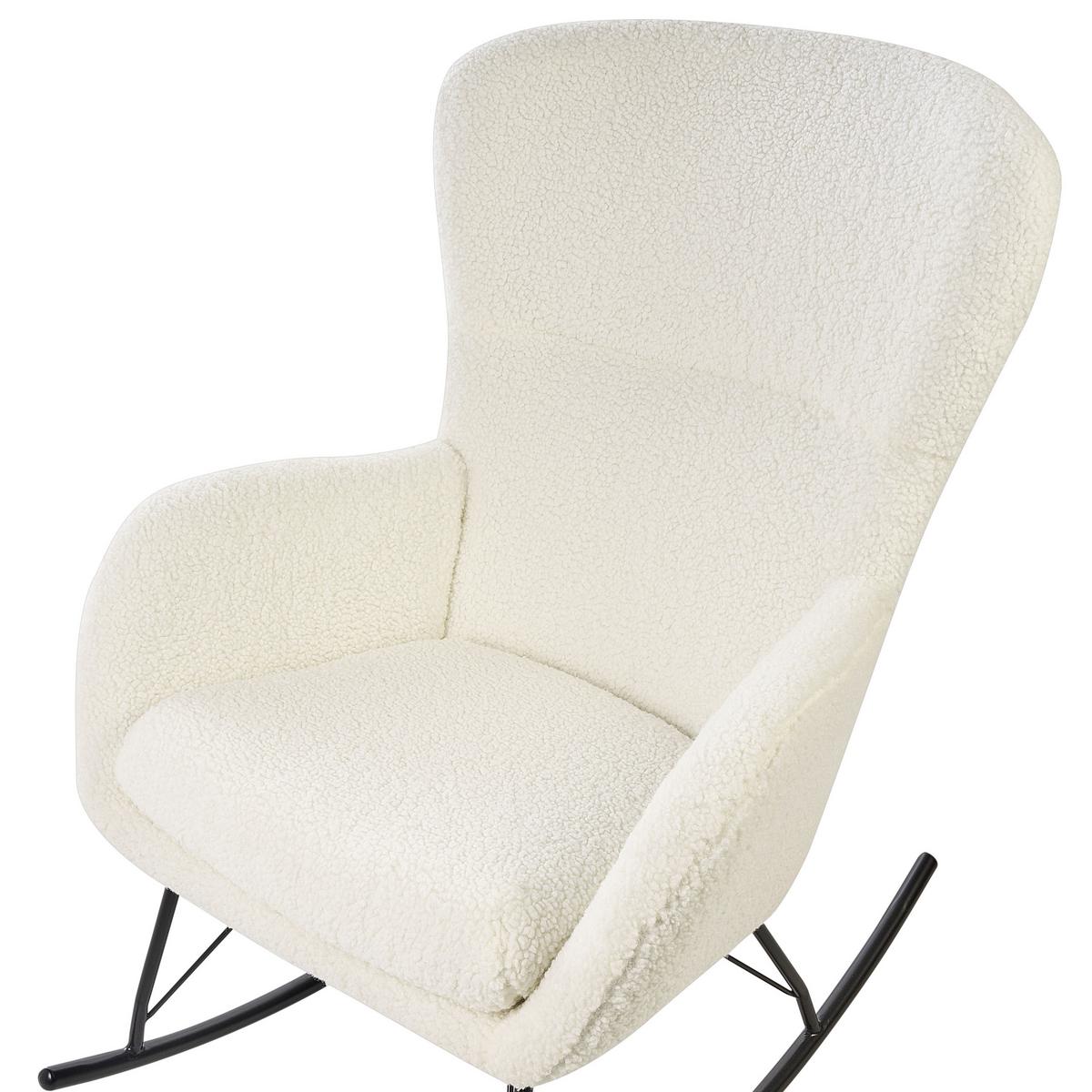 SCHAUKELSESSEL Bouclé Cremeweiß /Schwarz Anaset - Creme, Textil/Metall (74/99/99cm) - Beliani