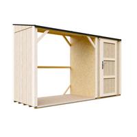 BRENNHOLZLAGER mit geschlossenem Stauraum 4,14 m² M985 - Naturfarben, Holz (120/220/345cm) - Timbela