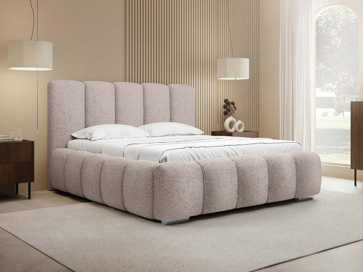 POLSTERBETT Wizko Boucle - Chromfarben/Naturfarben, Holz/Holzwerkstoff (160/200cm) - MIRJAN24