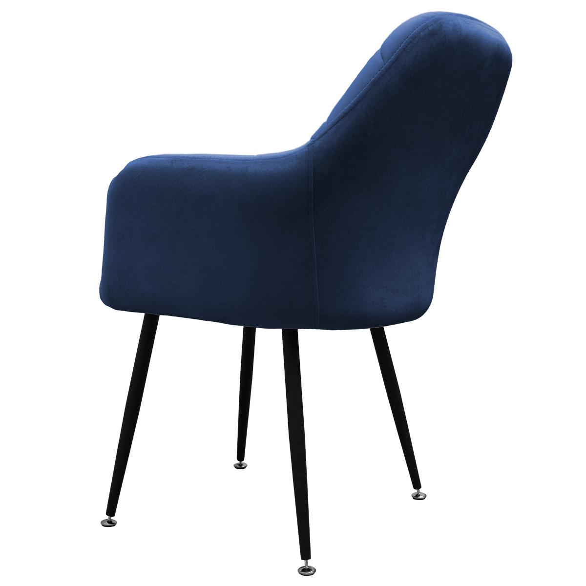 ESSZIMMERSTUHL 2er Set Dunkelblau Samt - Schwarz/Dunkelblau, Textil/Metall (60/84/58cm) - ML-DESIGN