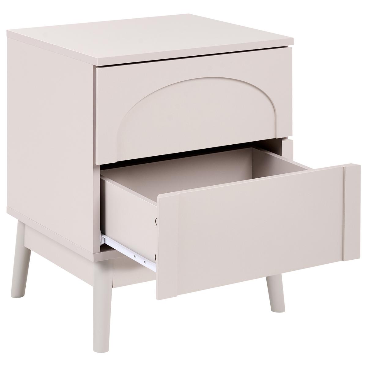 NACHTTISCH mit 2 Schubladen Hellbeige Boulia - Beige, Holz/Holzwerkstoff - Beliani