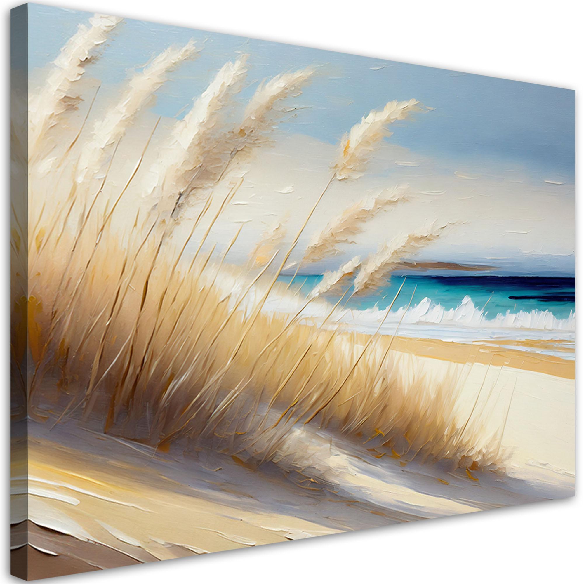 LEINWANDBILD Strand Meeresdünen 120x80cm - Gelb, Textil (120/80cm) - Feeby
