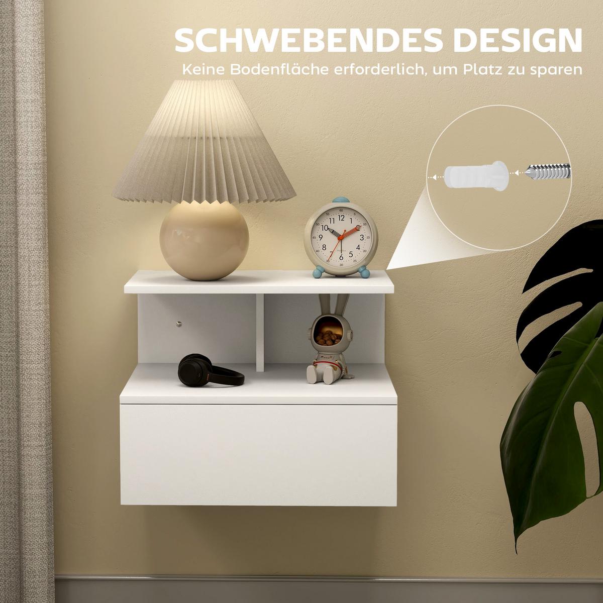 NACHTTISCH Spanplatte Weiß - Weiß, Holzwerkstoff (35/31.6/39.8cm) - HOMCOM