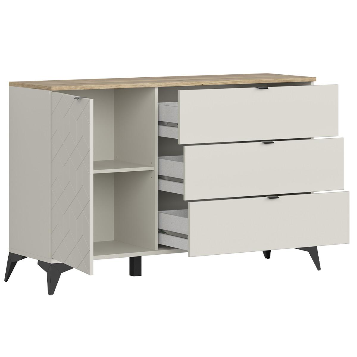 KOMMODE Naya Kaschmir - Holz nach Mauvella-Art - Beige, Holzwerkstoff (138/89.6/41.6cm) - Petits-meubles