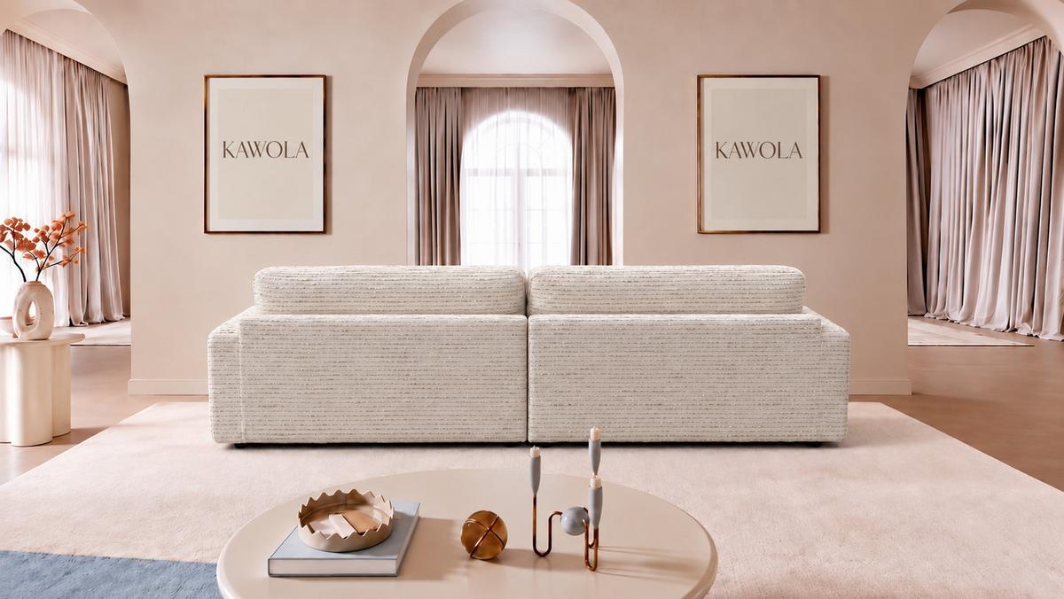 ECKSOFA MARLIN Cremeweiß Flachgewebe - Creme/Schwarz, Kunststoff/Textil (262/168cm) - KAWOLA