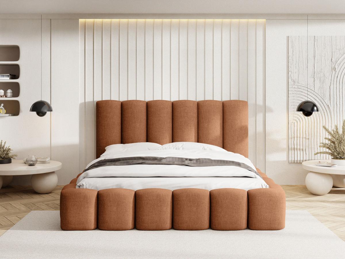 POLSTERBETT Serenity mit Bettkasten & Lattenrost in Terrakotta Chenille 120 x 200 cm - Birkefarben/Terracotta, Holzwerkstoff/Kunststoff (120/200cm) - WFL GROUP