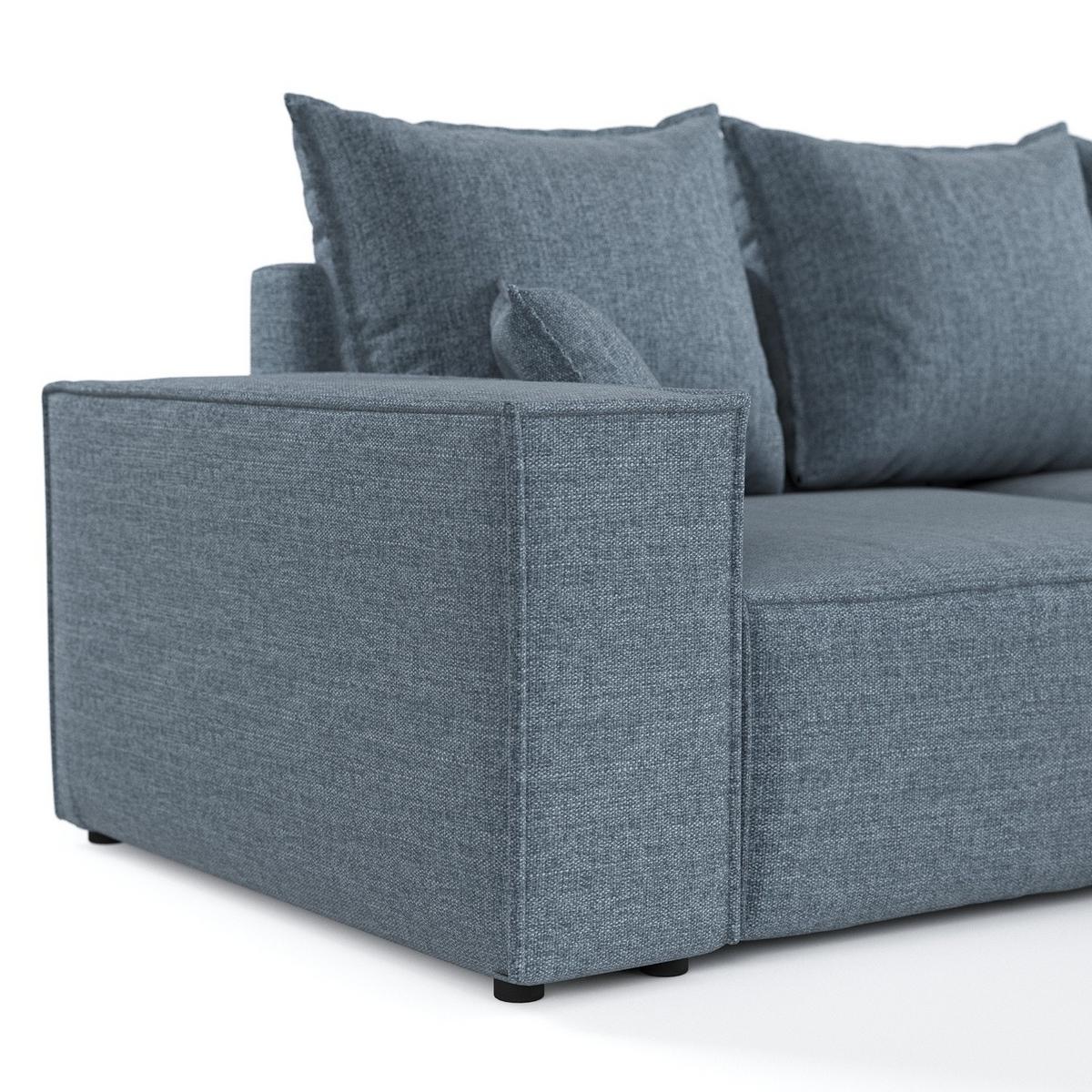 ECKSOFA SENSO mit Schlaffunktion Blaugrau im City Stoff - Blaugrau/Schwarz, Holz/Holzwerkstoff (255/148cm) - AltaBeds