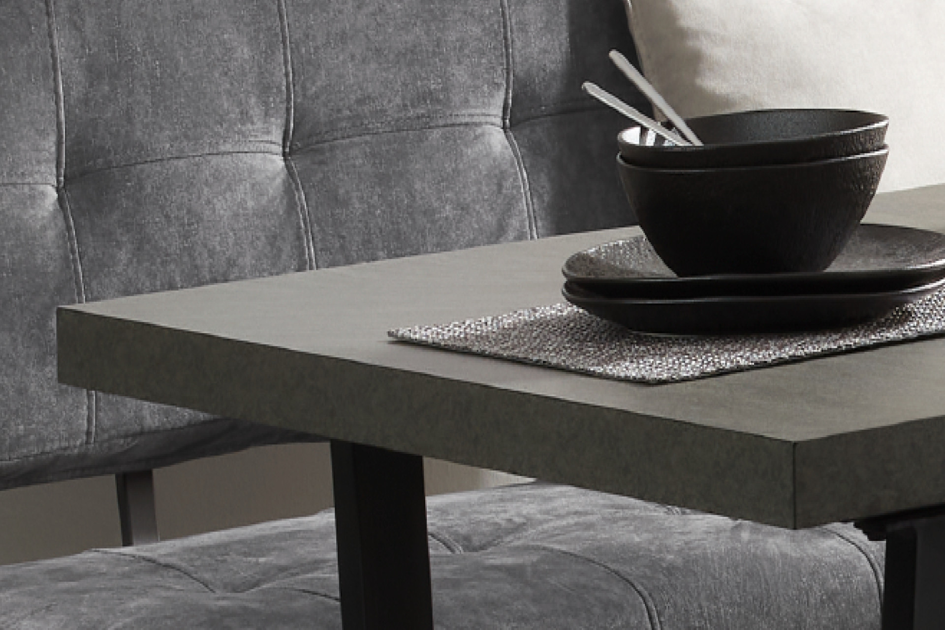 Ausziehtisch Dunkelgrau rechteckig Butterfly-Auszug manuell 