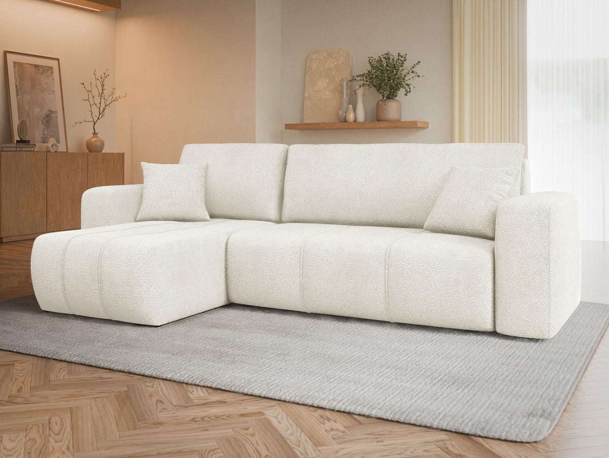 ECKSOFA Furyn Boucle - Creme/Schwarz, Holzwerkstoff/Kunststoff (244/145cm) - MIRJAN24