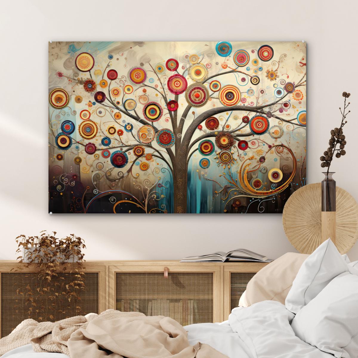 ACRYLGLASBILD Baum - Baum des Lebens - Farbe Room Decor 90x60 cm - Braun, Glas (90/60cm) - MuchoWow