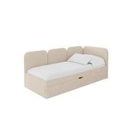 EINZELLBETT Jugendbett mit Bettkasten und Matratze H3/H4, Links - ALVY 90x200 Beige - Creme, Holzwerkstoff/Textil (90/200cm) - ALTDECOR