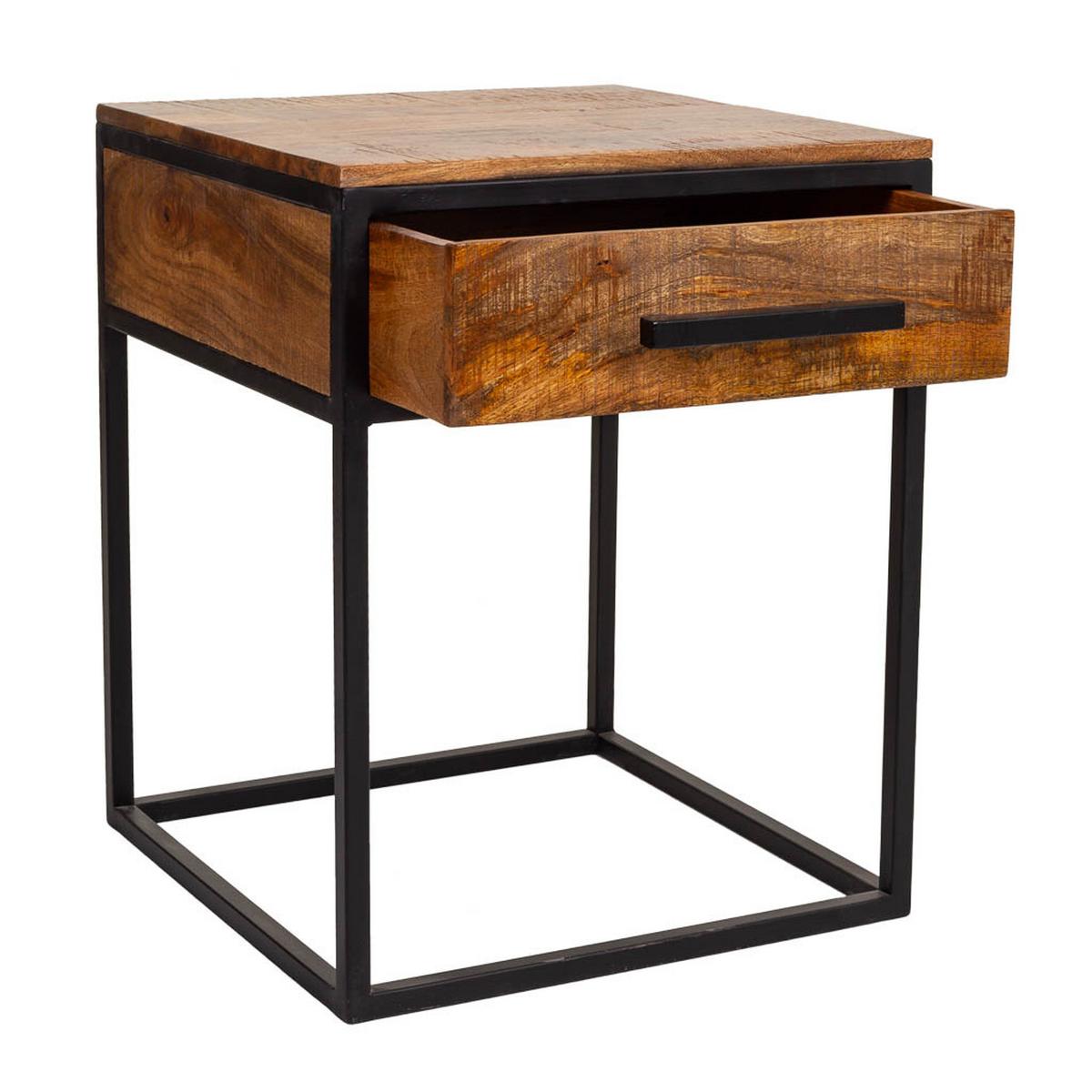 NACHTTISCH aus Metall und Holz, braun, 61x57cm - Braun, Holz (61/57/61cm) - Wanderlust