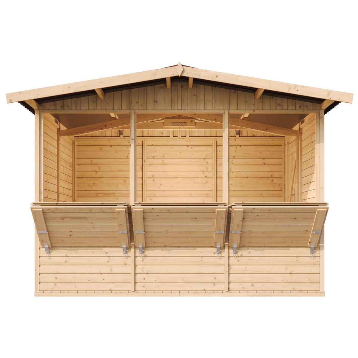MARKTBUDE Holz, Gartenhaus, DREI FENSTER - 200x300/6 m2 M150A - Beige, Holz (336/232/263cm) - Timbela