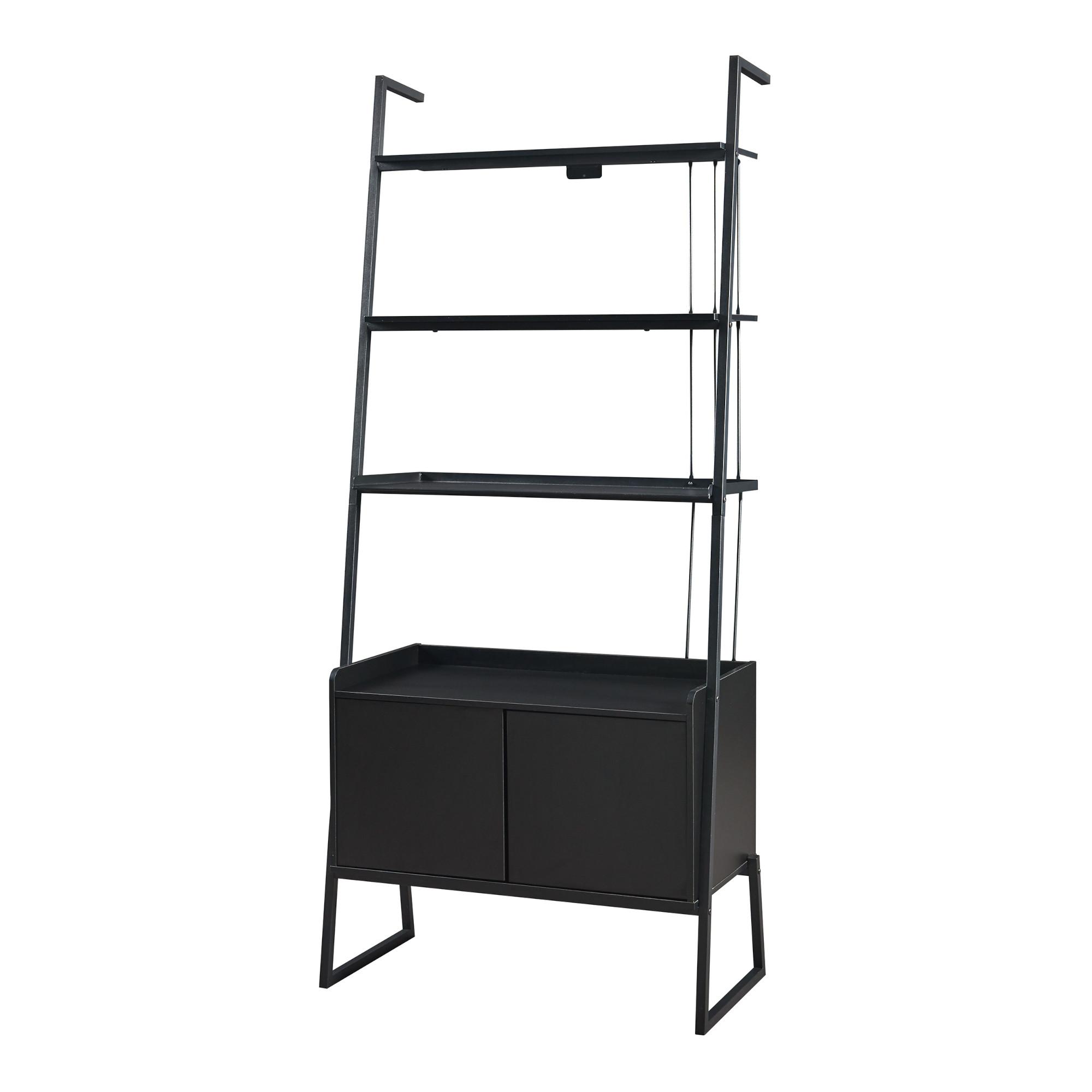 LEITERREGAL Storfjord - Schwarz, Holzwerkstoff/Metall (80/183.5/40cm) - [en.casa]