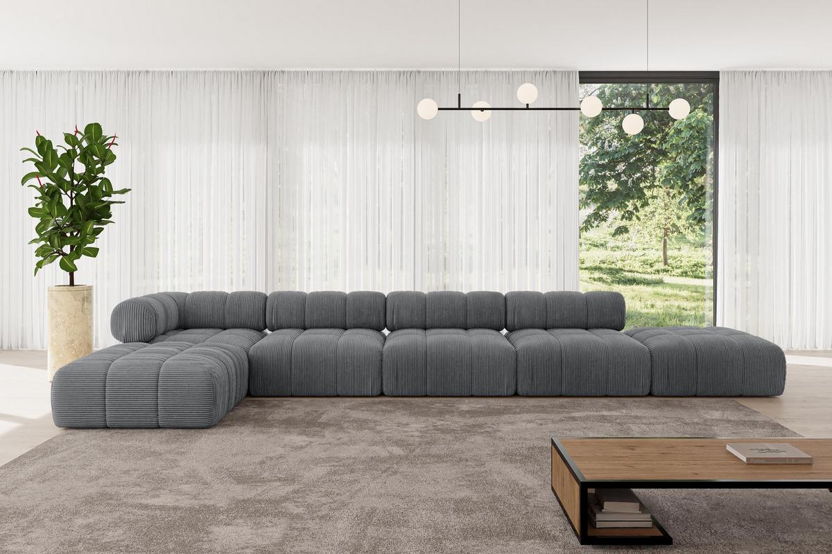 ECKSOFA modulares Sofa Kerru-L3 - 475x190x70 cm Dunkelgrau Cord - Dunkelgrau, Holzwerkstoff/Textil (475/190cm) - ALTDECOR