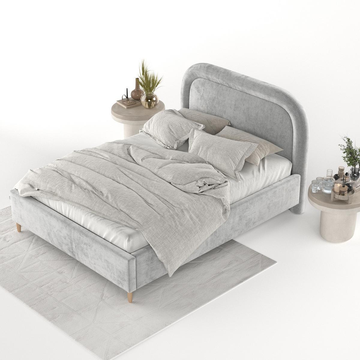 POLSTERBETT Zoya 160/200 cm Hellgrau im Lotta Stoff - Hellgrau/Naturfarben, Holz/Holzwerkstoff (160/200cm) - AltaBeds