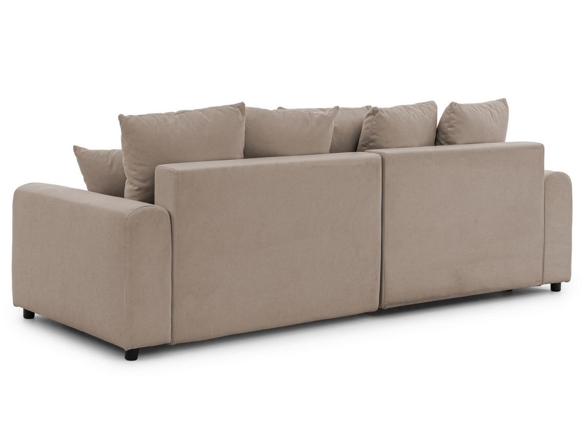 ECKSOFA Calma mit Schlaffunktion und Bettkasten im Bumpy-Design aus weichem Greige Webstoff - Ottomane links - Greige/Schwarz, Holz/Kunststoff (239/140cm) - S-Style