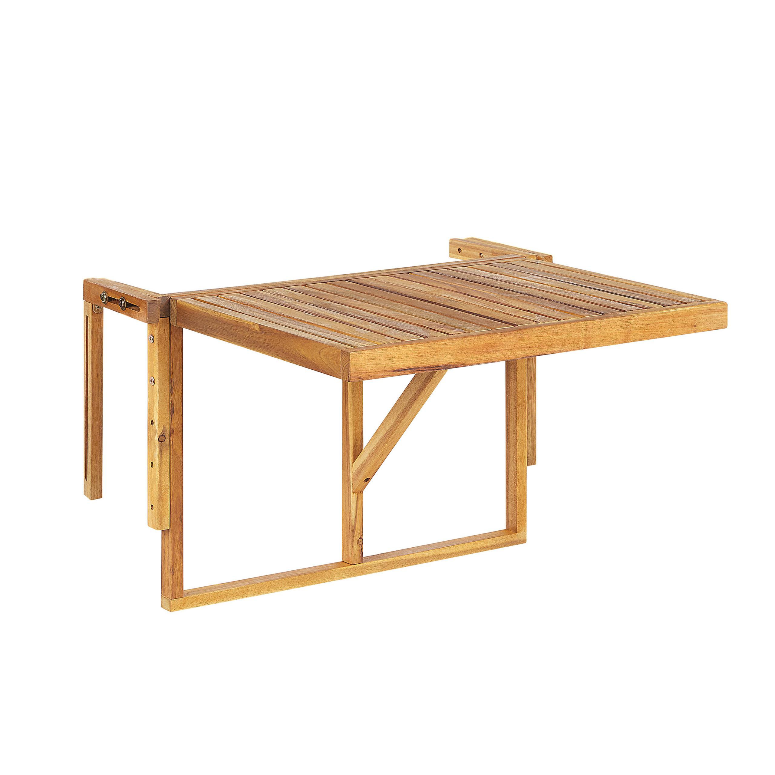 BALKONTISCH 60/40 cm Massivholz Heller Holzfarbton Udine - Hellbraun, Holz (70/69/51cm) - Beliani