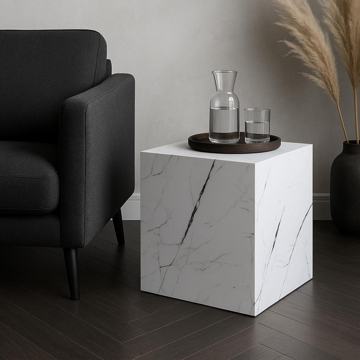 BEISTELLTISCH Ellelu - Weiß, Holzwerkstoff (40/40/45cm) - [en.casa]