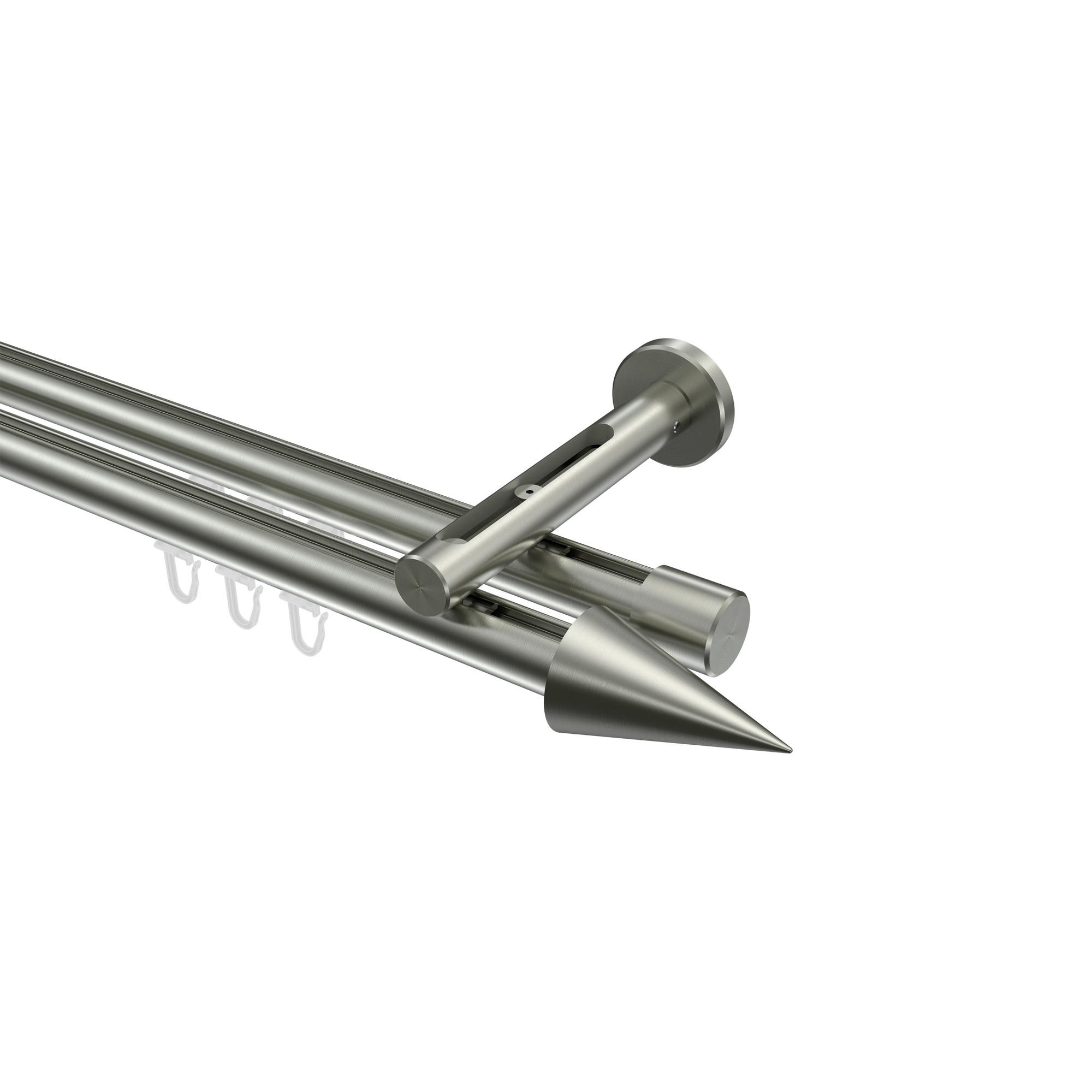 GARDINENSTANGE INNENLAUF Siteno Savio 140 cm, 2-läufig, 20 mm Ø Edelstahl-Optik - Edelstahlfarben, Metall (140cm) - INTERDECO