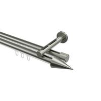 GARDINENSTANGE INNENLAUF Siteno Savio 140 cm, 2-läufig, 20 mm Ø Edelstahl-Optik - Edelstahlfarben, Metall (140cm) - INTERDECO