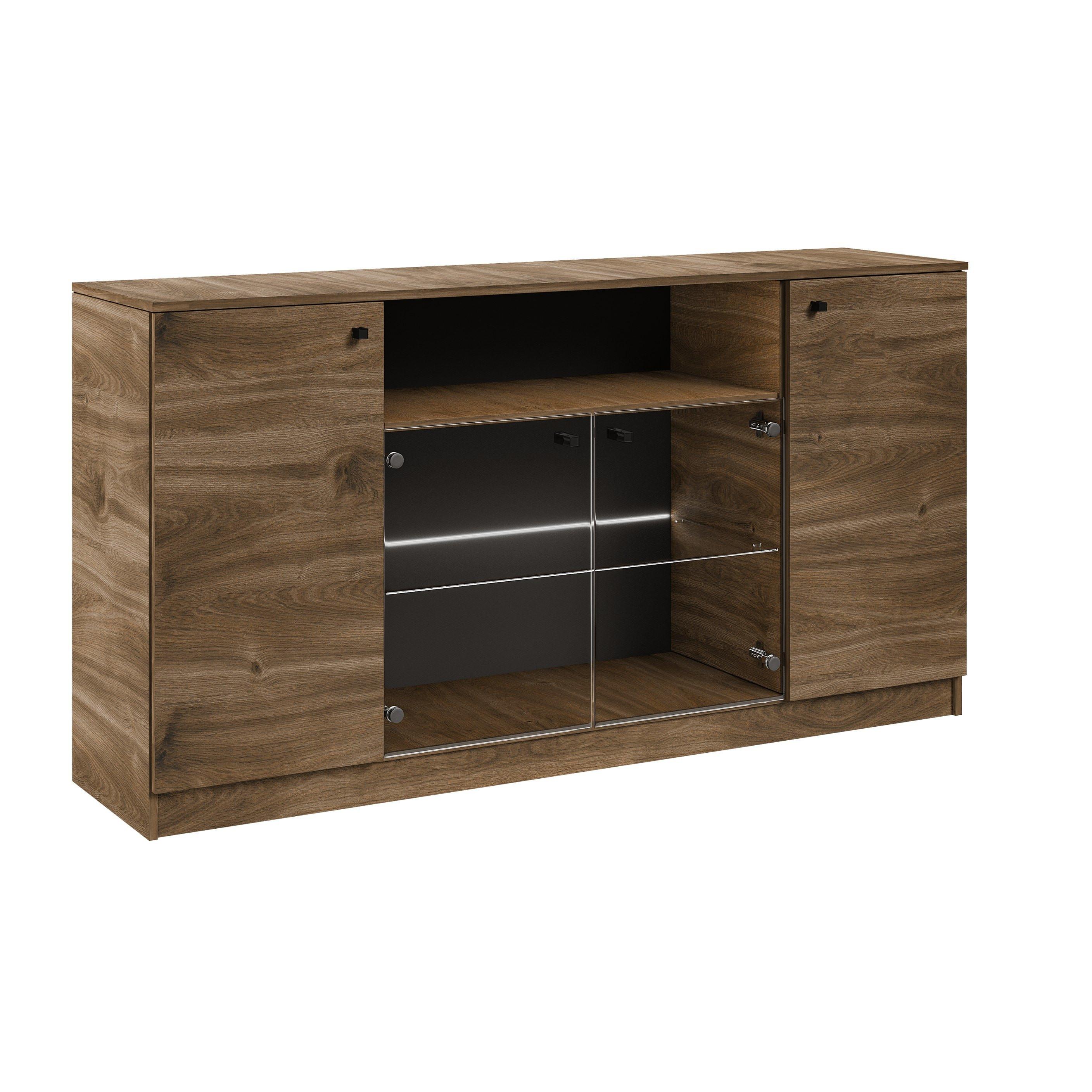 KOMMODE NESTOS 160/87/40cm mit 4 Türen Braun - Braun, Holzwerkstoff (160/87/40cm) - MASSENO