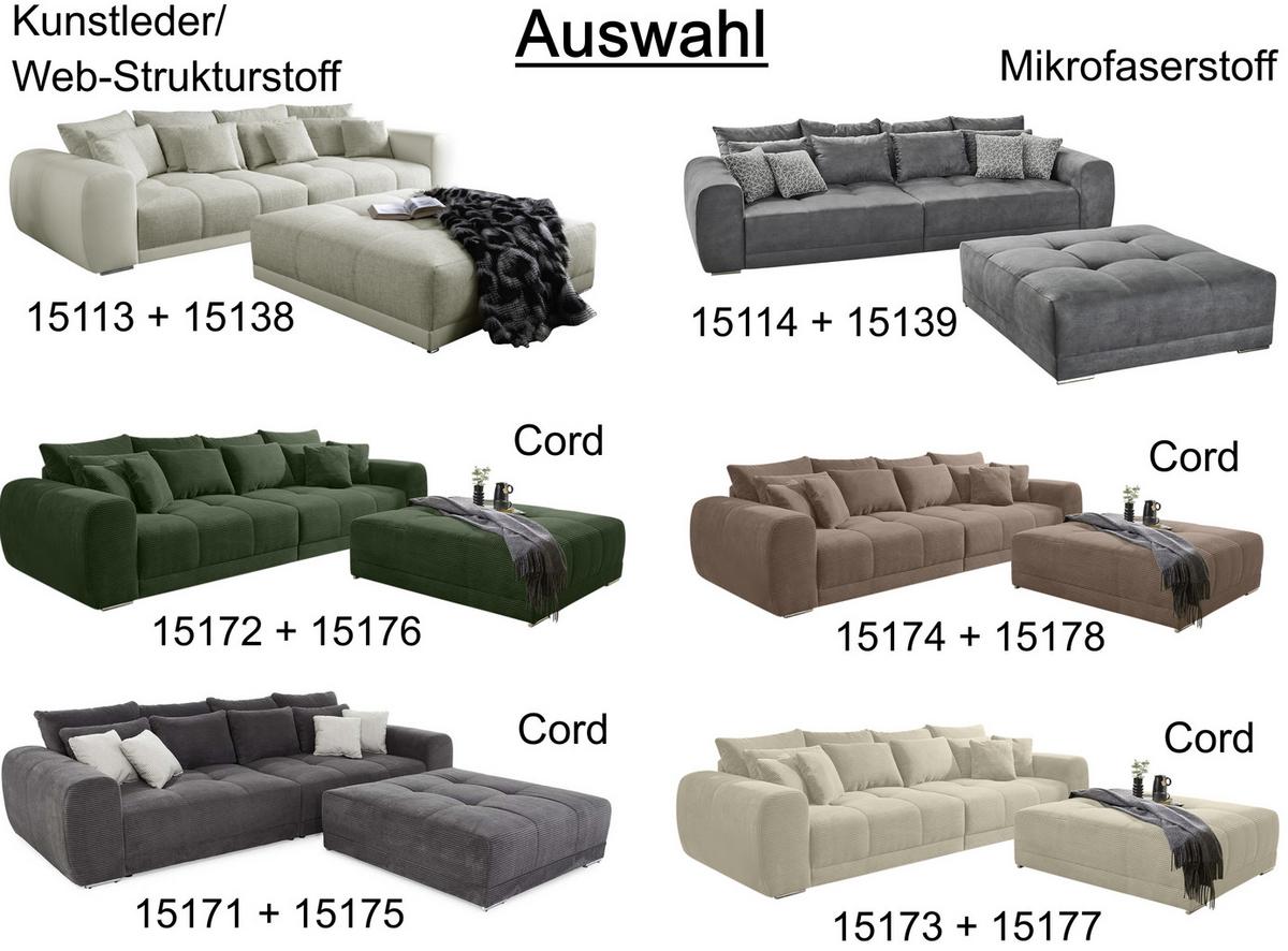 BIG-SOFA Federkern B306/T134/H86 cm, Liegefläche 120x240 cm, Mikrofaser Grau / 15114 - Chromfarben/Grau, Textil/Metall (306/86/134cm) - luma-home