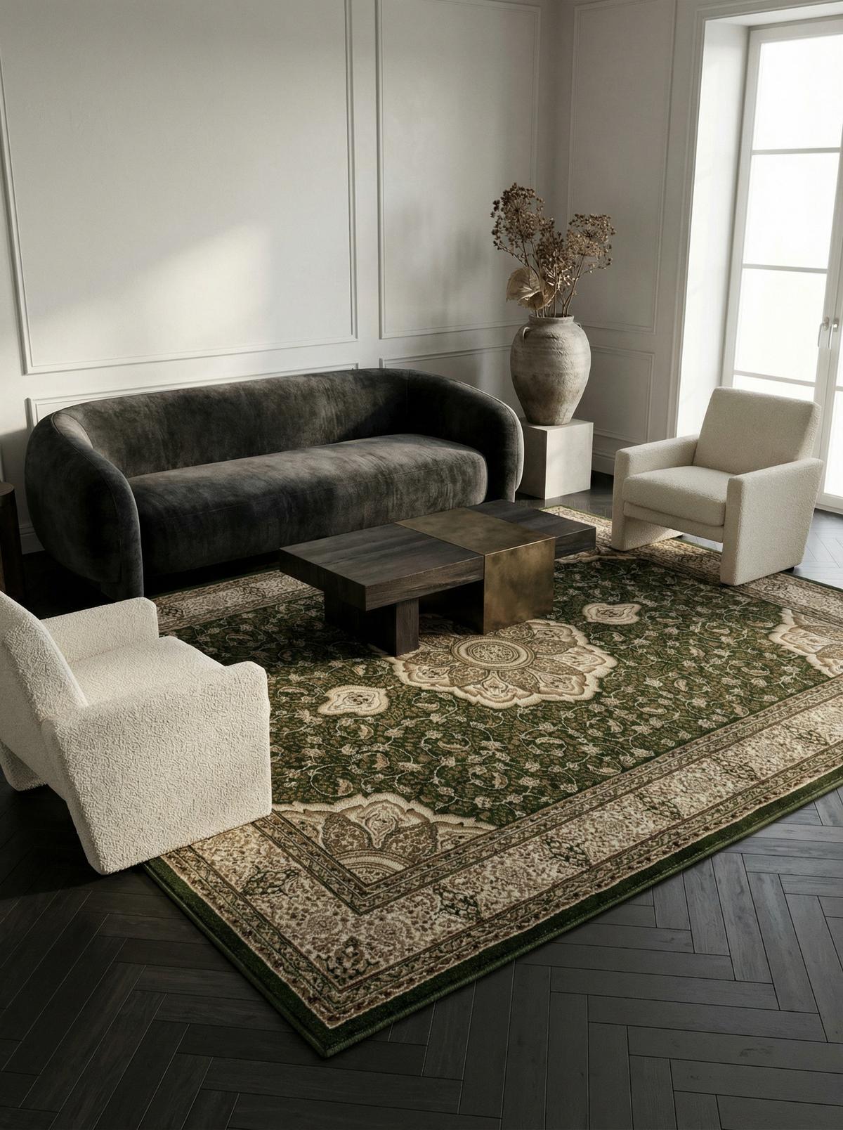 TEPPICH Kurzflor GEISLER in Grün, orientalisch, 200 x 290 cm - Grün, Textil (290/200cm) - KADIMA DESIGN