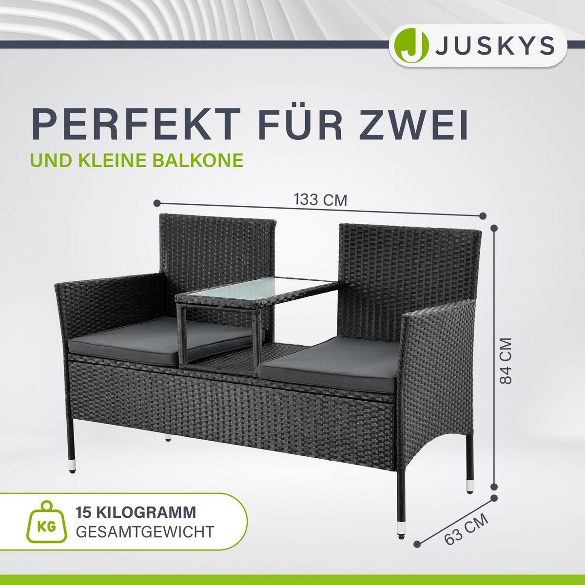 GARTENBANK Monaco grau-meliert - Schwarz, Kunststoff/Metall (133/84/63cm) - Juskys