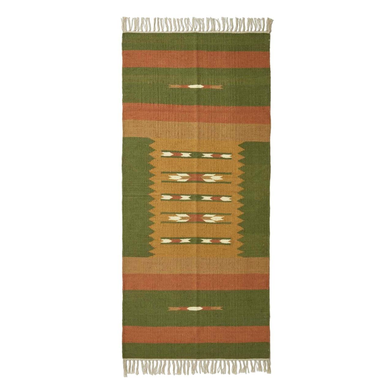 KELIM-TEPPICHLÄUFER Lundi Green 80/180 cm - Multicolor/Grün, Textil (80/180cm) - Homescapes