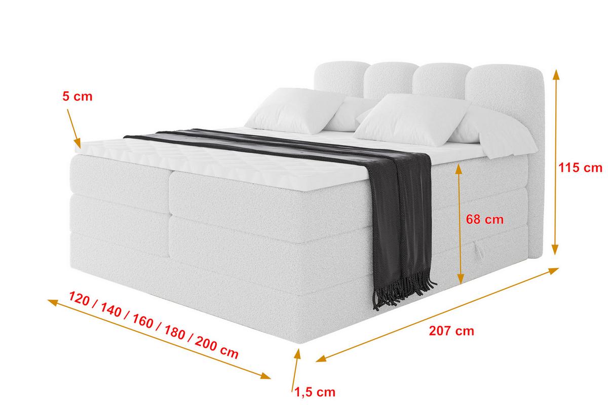 BOXBETT mit Matratze H3|H4 - NINA KING - 180x200 cm - Weiß - Weiß, Holzwerkstoff (180/200cm) - ALTDECOR