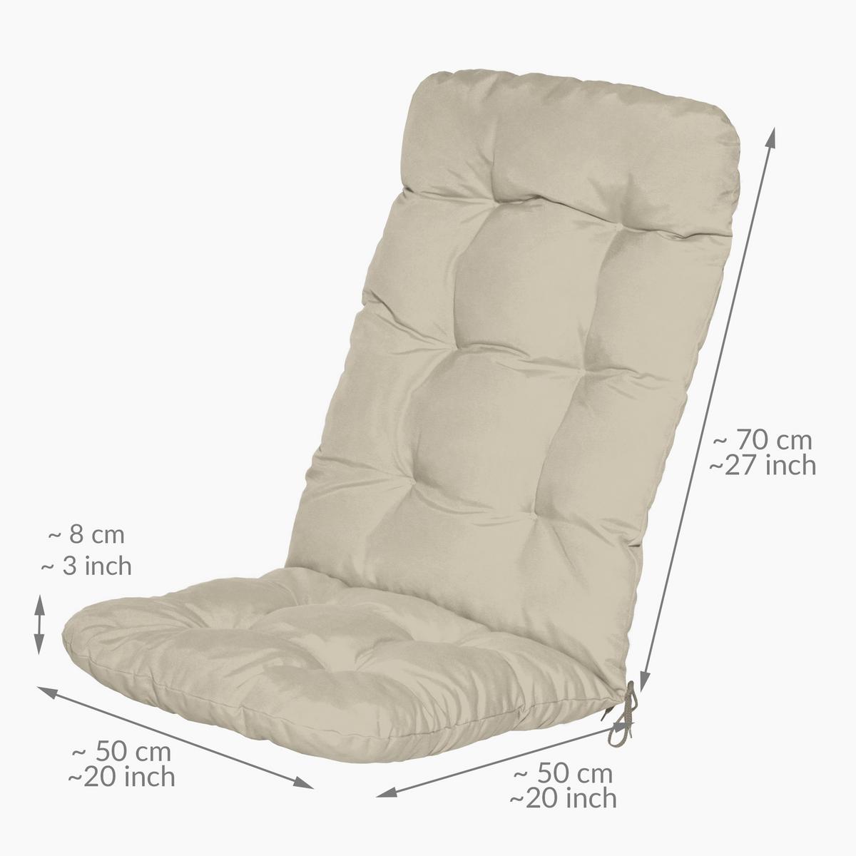 HOCHLEHNERAUFLAGE Flair HL 120/50/8cm Natur (4tlg) - Naturfarben, Textil (50/8/120cm) - Beautissu 