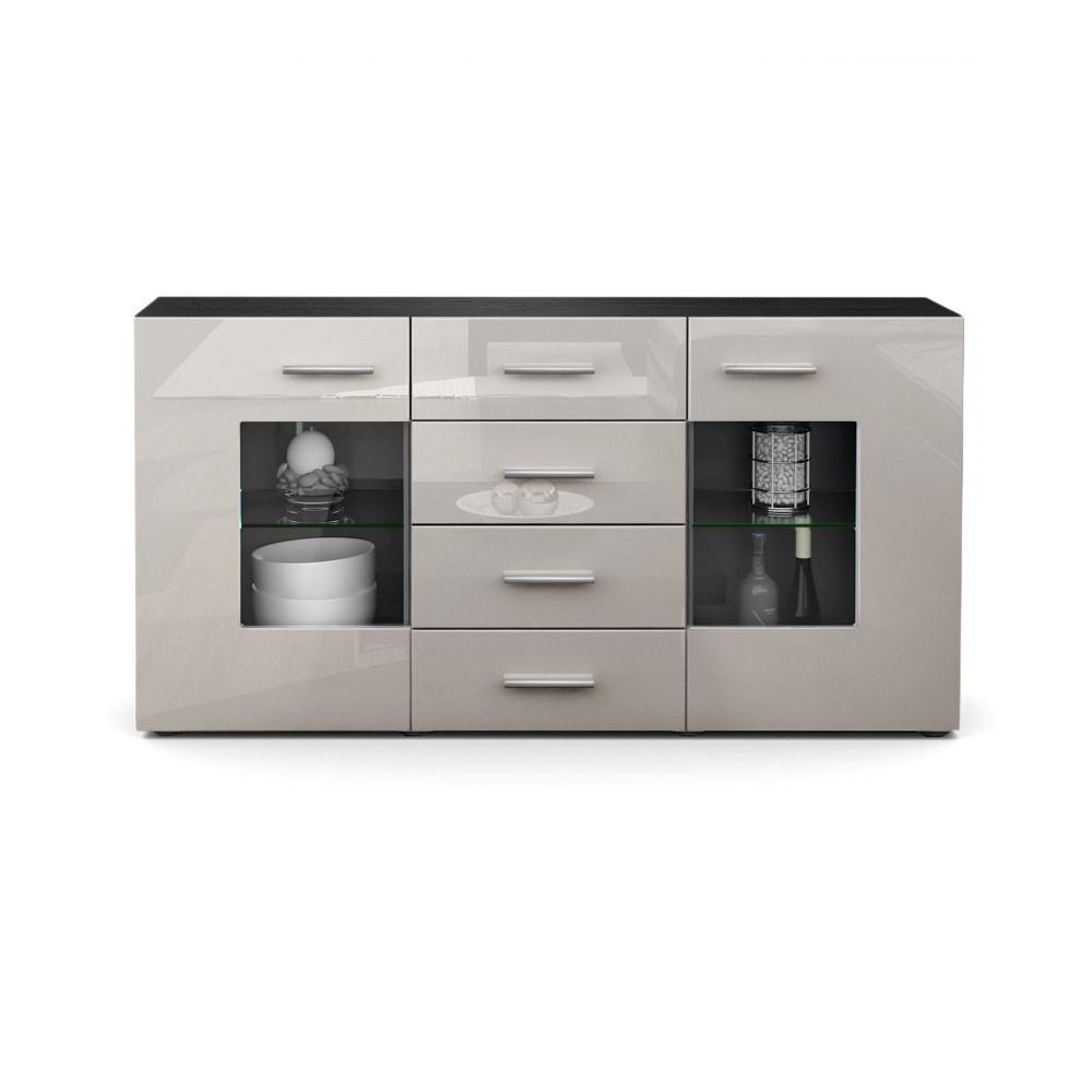 SIDEBOARD Noah Sandgrau Hochglanz - Sandfarben, Holzwerkstoff (139/72/35cm) - Vladon