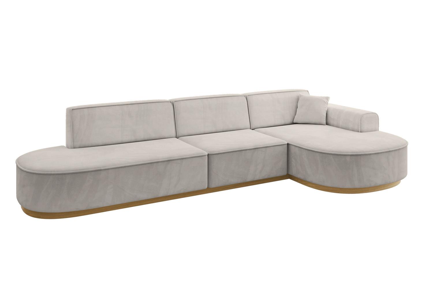 ECKSOFA Ottomane Rechts MARI-L2-v2 - 328x171x83 cm Hellbraun Velours - Hellbraun, Holzwerkstoff/Textil (171/328cm) - ALTDECOR