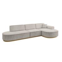 ECKSOFA Ottomane Rechts MARI-L2-v2 - 328x171x83 cm Hellbraun Velours - Hellbraun, Holzwerkstoff/Textil (171/328cm) - ALTDECOR