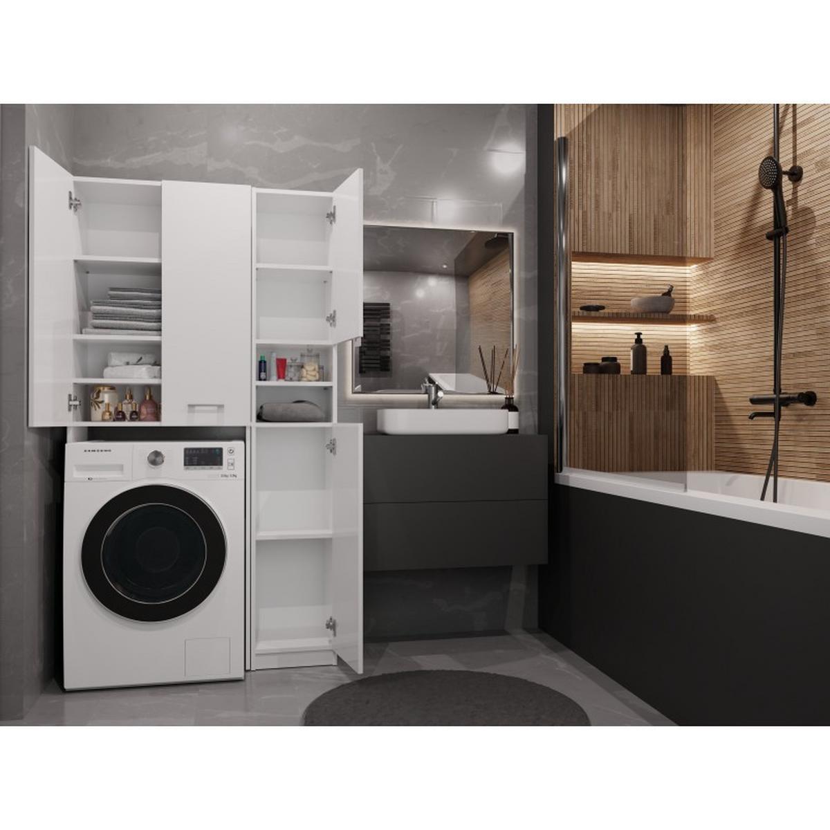 WASCHMASCHINENUMBAUSCHRANK Badezimmer-Schrank-Set Weiß 96/180/30 - Weiß, Holzwerkstoff (96/180/30cm) - RAUMHIRSCH FURNITURE