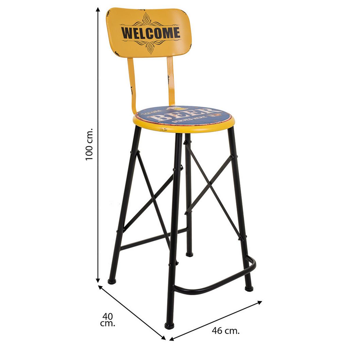 BARHOCKER aus Metall, gelb, 46x100x40cm - Gelb, Metall (46/100/40cm) - Wanderlust