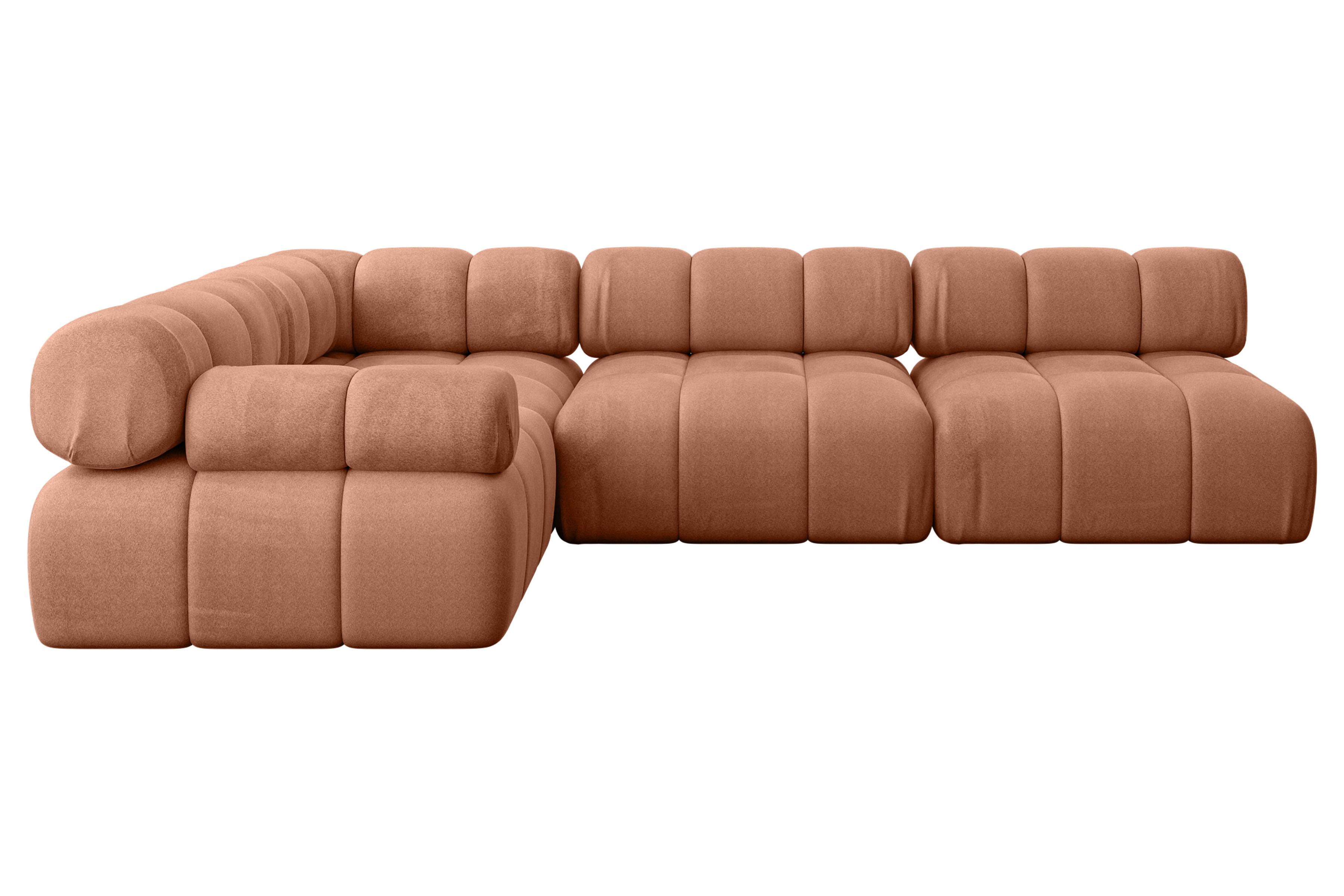 ECKSOFA modulares Sofa Mende-L2 - 285x190x70 cm Apricot Velours - Koralle, Holzwerkstoff/Textil (285/190cm) - ALTDECOR