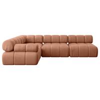 ECKSOFA modulares Sofa Mende-L2 - 285x190x70 cm Apricot Velours - Koralle, Holzwerkstoff/Textil (285/190cm) - ALTDECOR