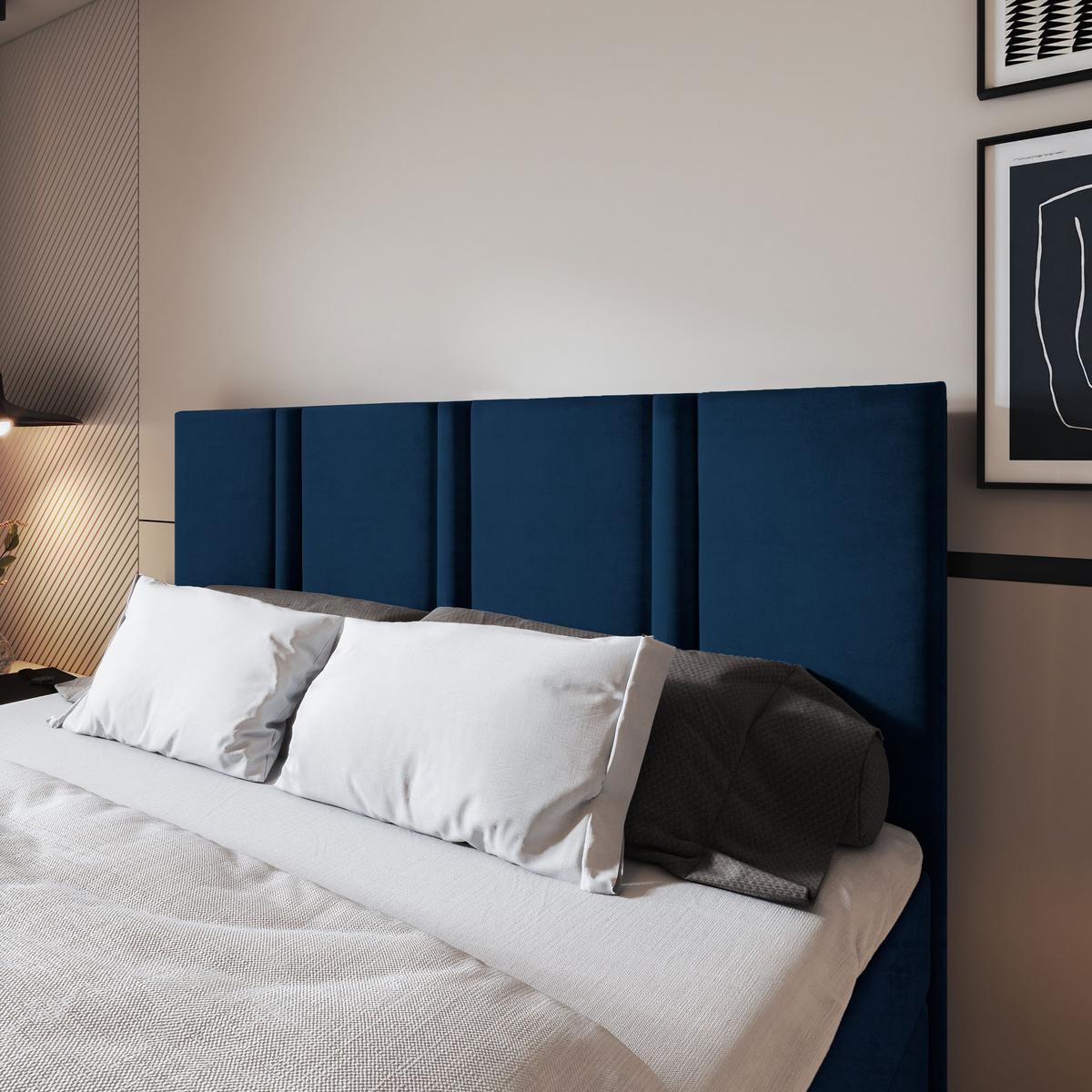 BOXBETT LARIO 160x200 cm mit Matratze und Topper - Blau - Blau, Holz (160/200cm) - MASSENO
