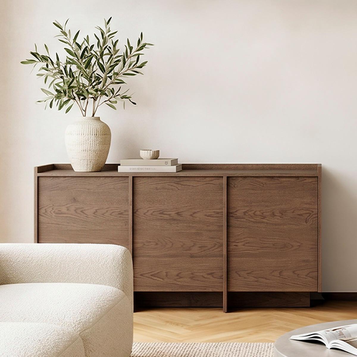 SIDEBOARD Japandi Dunkles Holz - Braun, Holzwerkstoff (151.8/89.6/38cm) - Petits-meubles