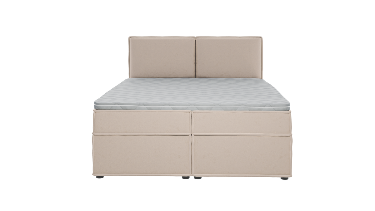 BOXBETT Eclipse 160/200 cm Beige Luxusmicrofaser - Beige/Schwarz, Holz/Kunststoff (160/200cm) - S-Style Möbel