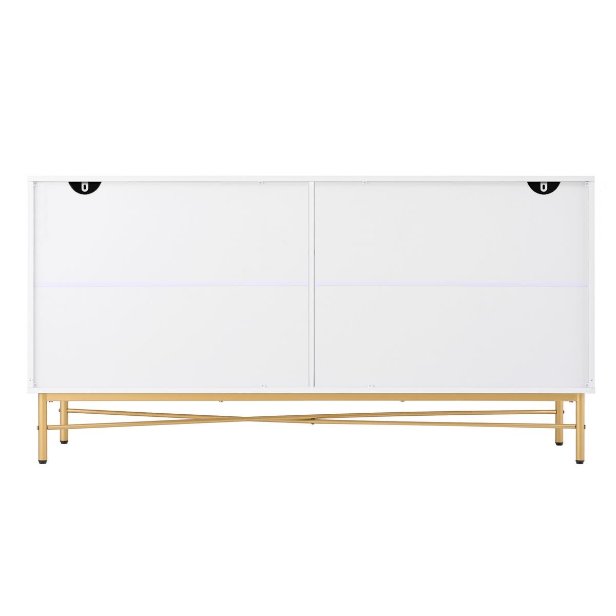 SIDEBOARD weiß & gold, erhabene textur & 4 türen - Weiß, Holzwerkstoff (160/82/40cm) - Urban Meuble