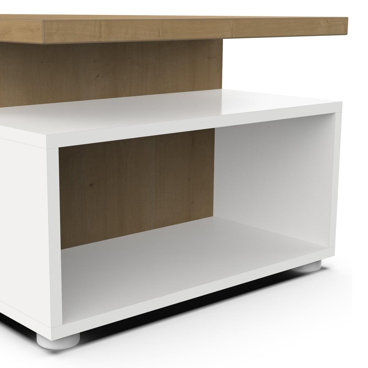 COUCHTISCH mit 3 Fächern Dekor Eiche und mattweiß access 91,8/36/50 cm - Eschefarben, Holzwerkstoff (51.7/50/36cm) - Calicosy